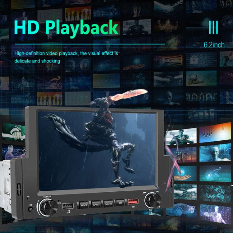 6.2 Inch MP5 Player Single Butt Universal Wired CarPlay Car Monitor, Model: Standard+AHD Camera