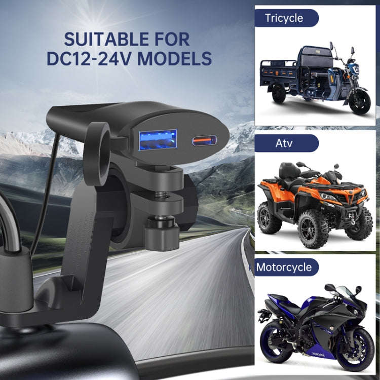 Motorcycle PD+USB Fast Charging Mobile Phone Charger Rearview Mirror Extension Bracket
