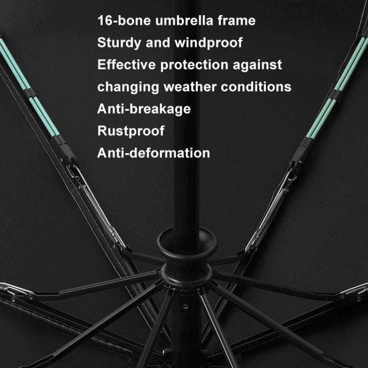 16 Bones Rain Shine Dual Use Automatic Umbrella Wind-resistant Reinforced Sunshade Umbrella(Blue)