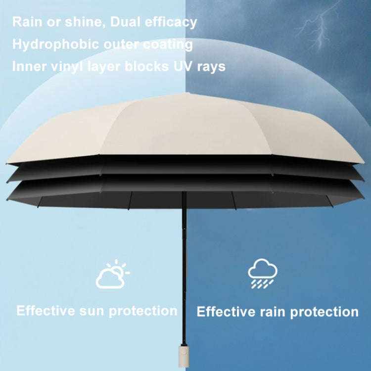 16 Bones Rain Shine Dual Use Automatic Umbrella Wind-resistant Reinforced Sunshade Umbrella(Beige)
