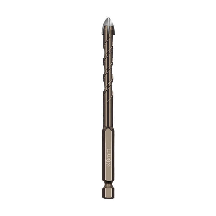 8mm Hexagonal Shank Spiral Flute Cross Alloy Drill Bits Glass Tile Four Edge Drivers