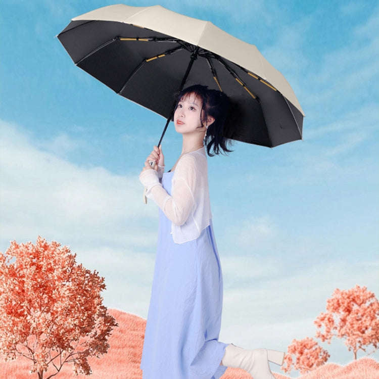 24 Bones Vinyl Folding Umbrella Sunny and Rainy Fully Automatic Sun Shading Umbrella(Sky Blue)