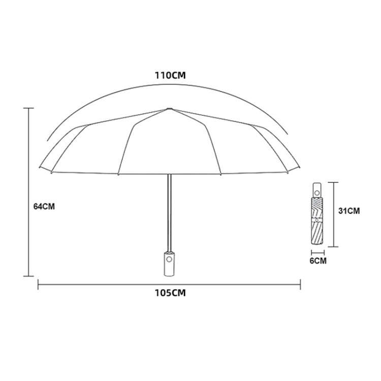 24 Bones Vinyl Folding Umbrella Sunny and Rainy Fully Automatic Sun Shading Umbrella(Beige)