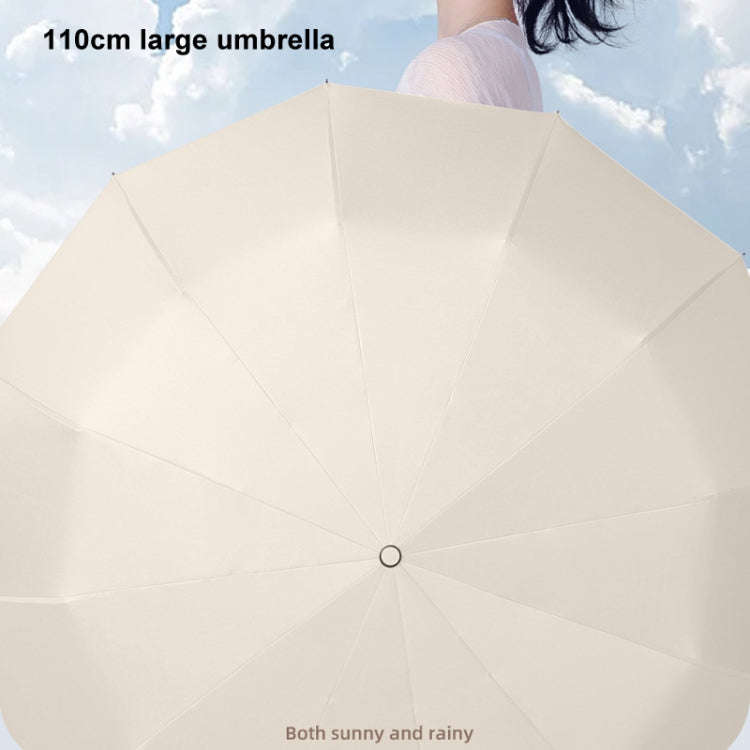 24 Bones Vinyl Folding Umbrella Sunny and Rainy Fully Automatic Sun Shading Umbrella(Pink)