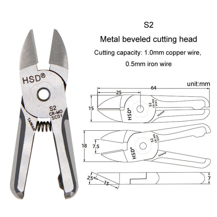 HSD S2 Pneumatic Scissor Blade Cutting Metal Plastic Model Shears Tool