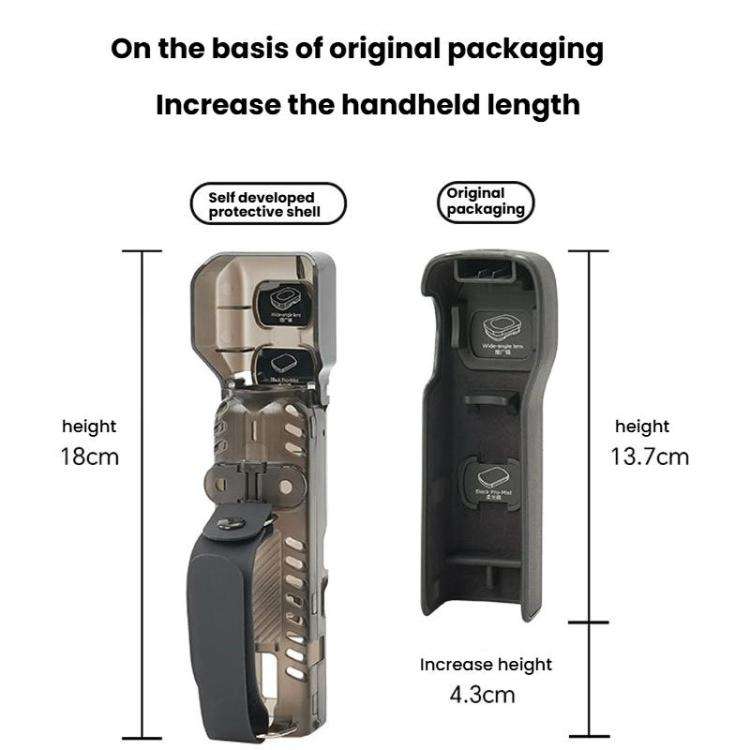 For DJI OSMO Pocket 3 RCSTQ Transparent Protective Case Global Anti-Dislodgement Strap Storage Shell