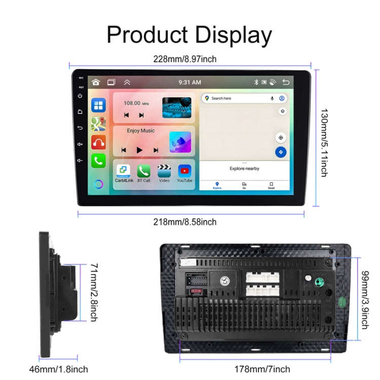 9inch Android 13.0 Dual Butt Universal Wireless Carplay Car Navigation Center Control All-In-One ...