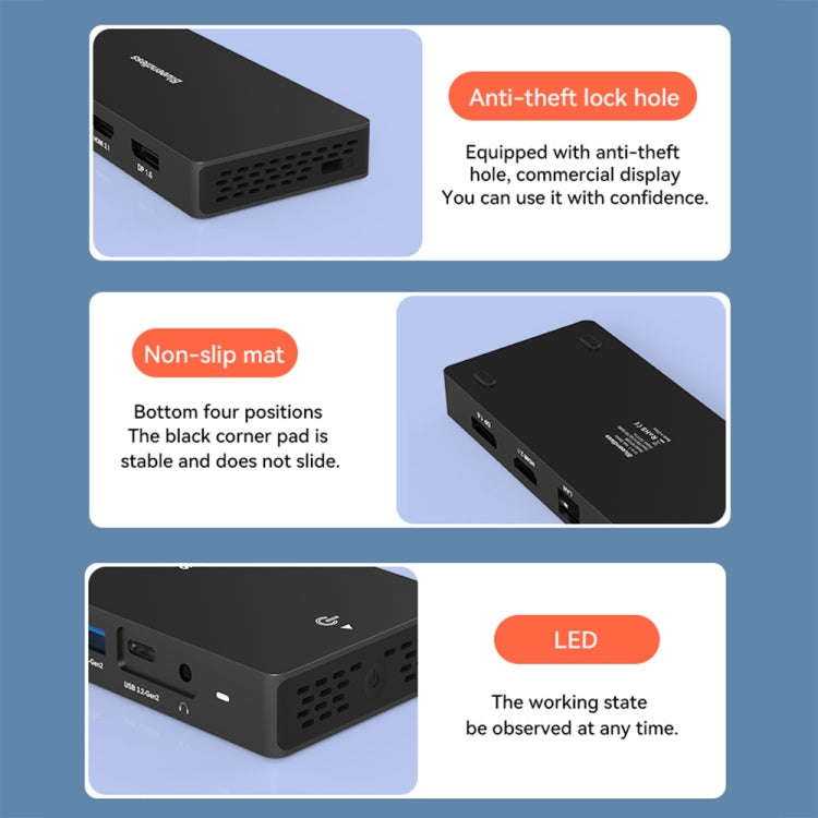 Blueendless 12-In-1 HD Multifunctional Docking Station 10Gbps Splitter With Switch(8K+4K HDMI x 2)
