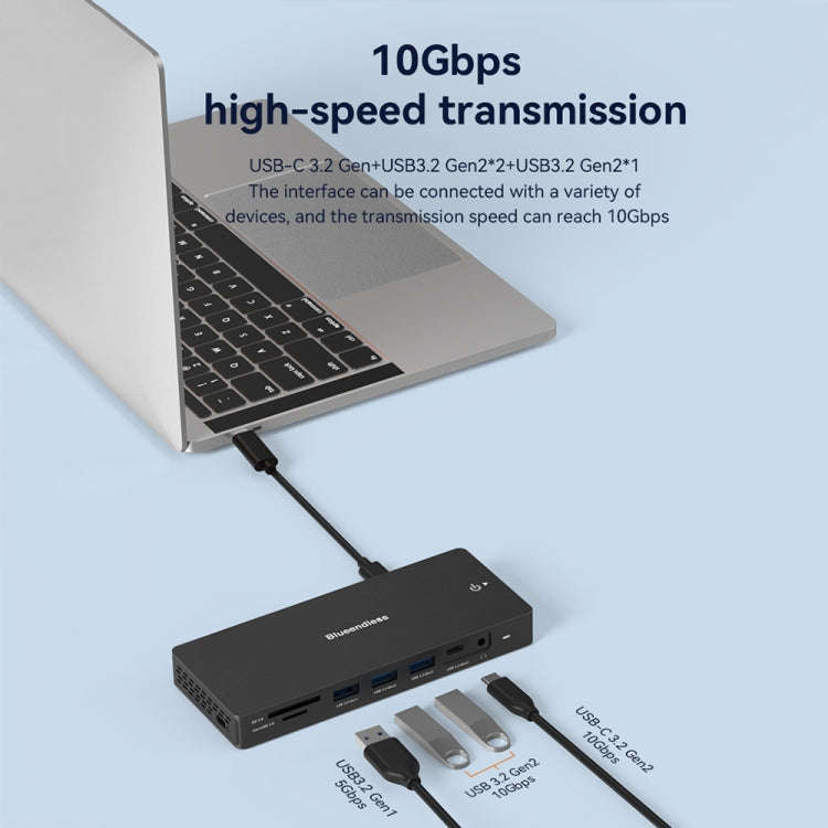 Blueendless 12-In-1 HD Multifunctional Docking Station 10Gbps Splitter With Switch(8K+4K HDMI x 2)