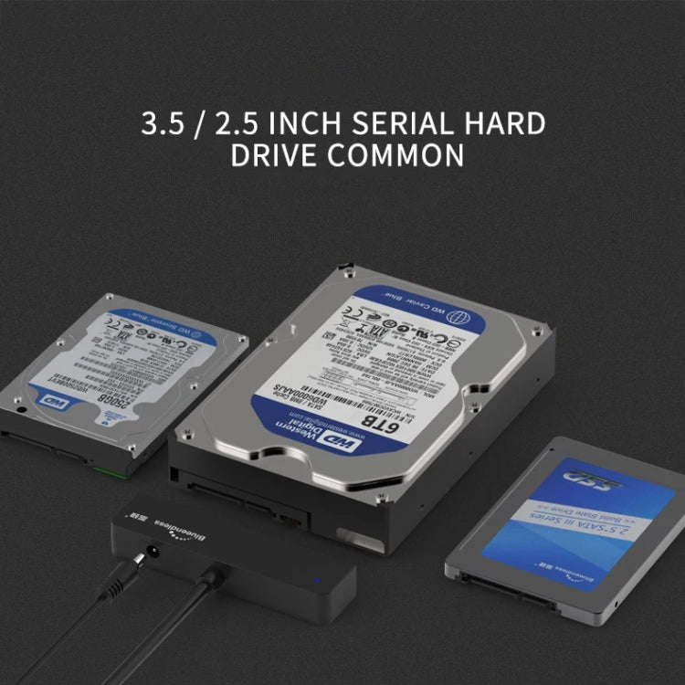 Blueendless US35 USB3.0 To SATA Adapter 2.5 / 3.5-Inch Hard Drive SSD Reader, Spec: USB3.0 EU Plug