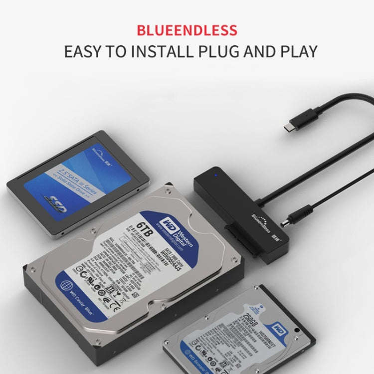 Blueendless US35 USB3.0 To SATA Adapter 2.5 / 3.5-Inch Hard Drive SSD Reader, Spec: USB3.0 EU Plug
