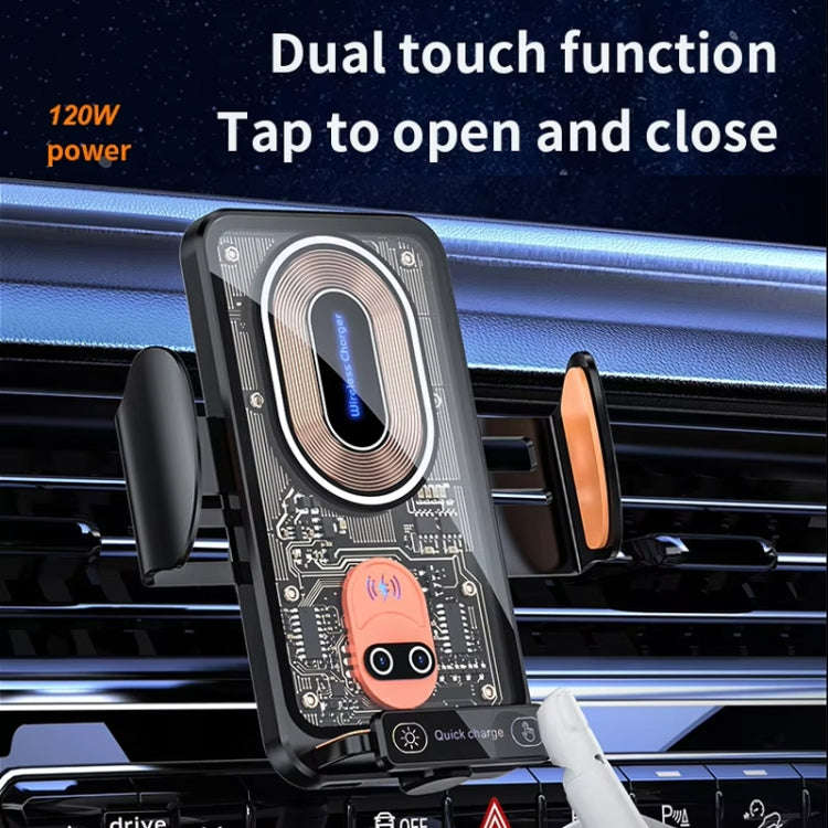 120W Transparent Car Wireless Charger Cell Phone Holder Magnetic Fast Charger(Black)