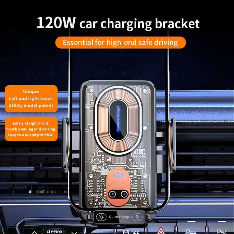 120W Transparent Car Wireless Charger Cell Phone Holder Magnetic Fast Charger(Black)