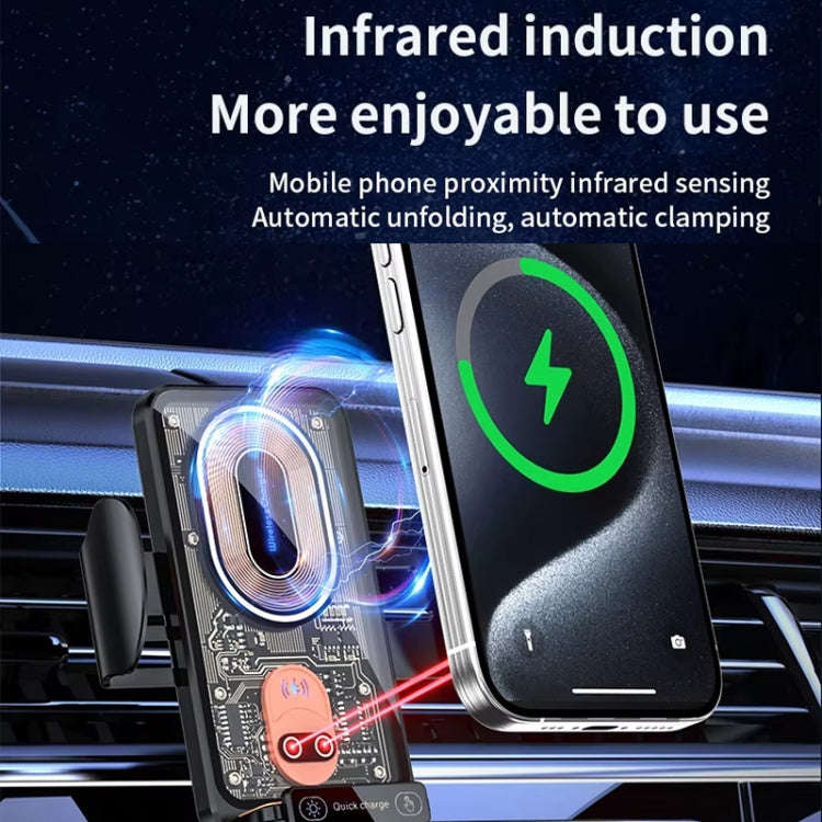 120W Transparent Car Wireless Charger Cell Phone Holder Magnetic Fast Charger(Black)