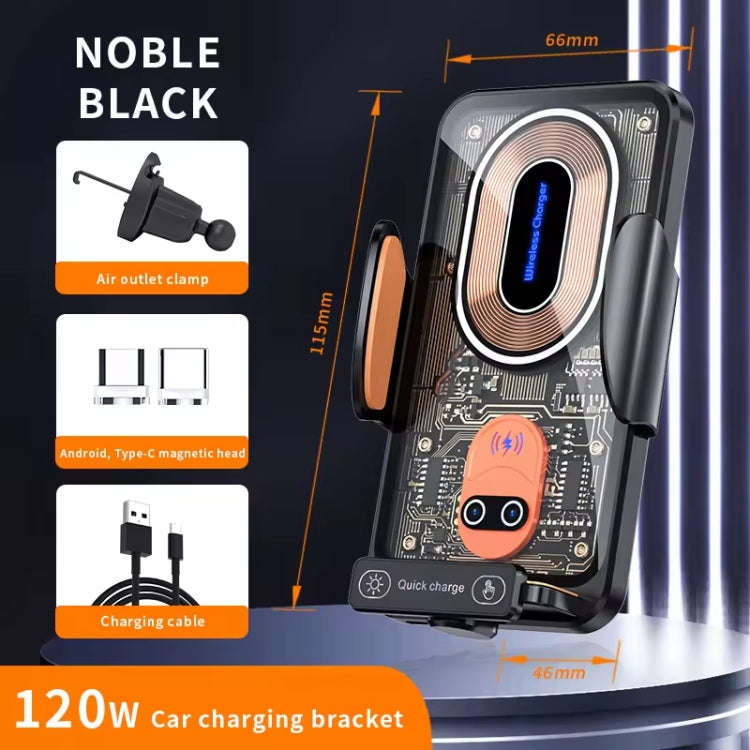 120W Transparent Car Wireless Charger Cell Phone Holder Magnetic Fast Charger(Black)