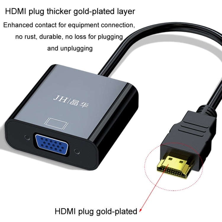 JINGHUA HDMI To VGA Adapter Cable Laptop Video Converter, Color: With Audio Black