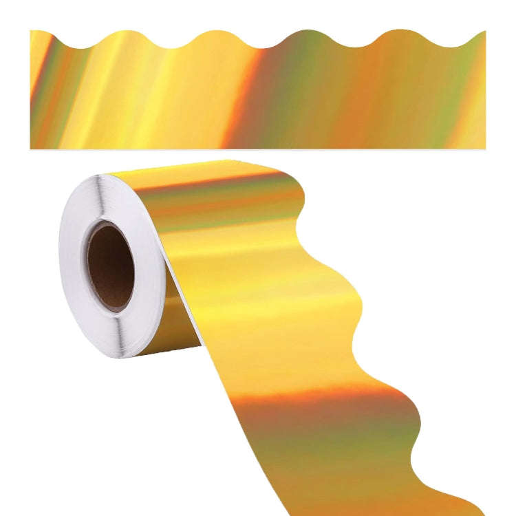 7.6cm x 10m Fan-Shaped Laser Gold Border Paper Bulletin Board Border Decoration