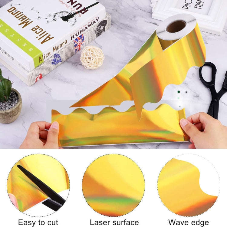 7.6cm x 15m Fan-Shaped Laser Gold Border Paper Bulletin Board Border Decoration