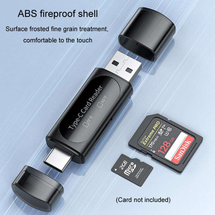JINGHUA Type-C / USB2.0 TF+SD 2 In 1 Card Reader Multi-function Reader(Black)