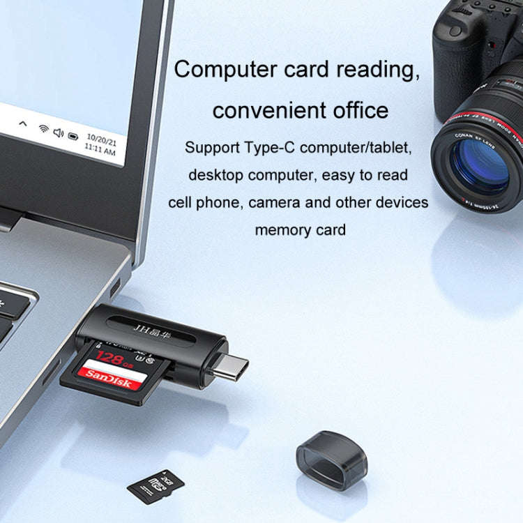 JINGHUA Type-C / USB2.0 TF+SD 2 In 1 Card Reader Multi-function Reader(Black)