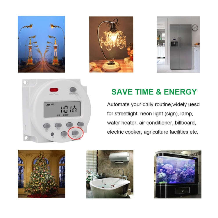 SINOTIMER CN101S-4 12V 1 Second Interval Digital LCD Timer Switch 7 Days Weekly Programmable Time...