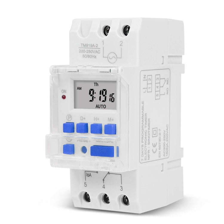 T SINOTIMER TM919A-5V 16A Din Rail Mount Digital Timer Switch Microcomputer Weekly Programmable T...