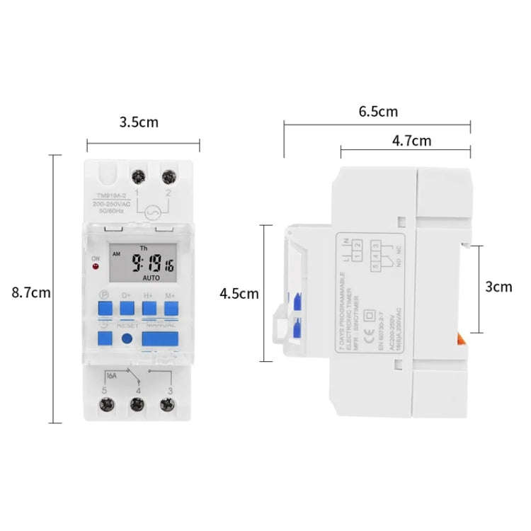 SINOTIMER TM919A-110V 16A Din Rail Mount Digital Timer Switch Microcomputer Weekly Programmable T...