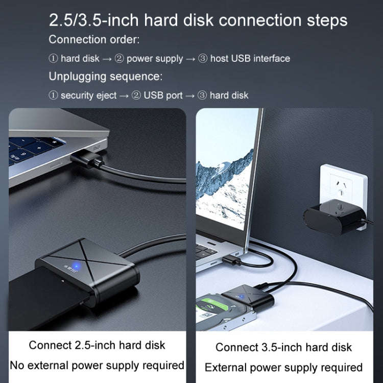 JINGHUA USB3.0 To SATA HDD Adapter Cable For 2.5/3.5 Inch External HDD SSD Hard Drive(30cm)