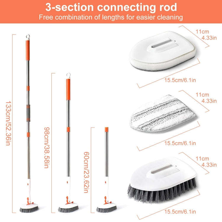 Shower Cleaning Brush With 52 Inch Adjustable Handle Tub Tile Scrubber Brush, Spec: Set 2