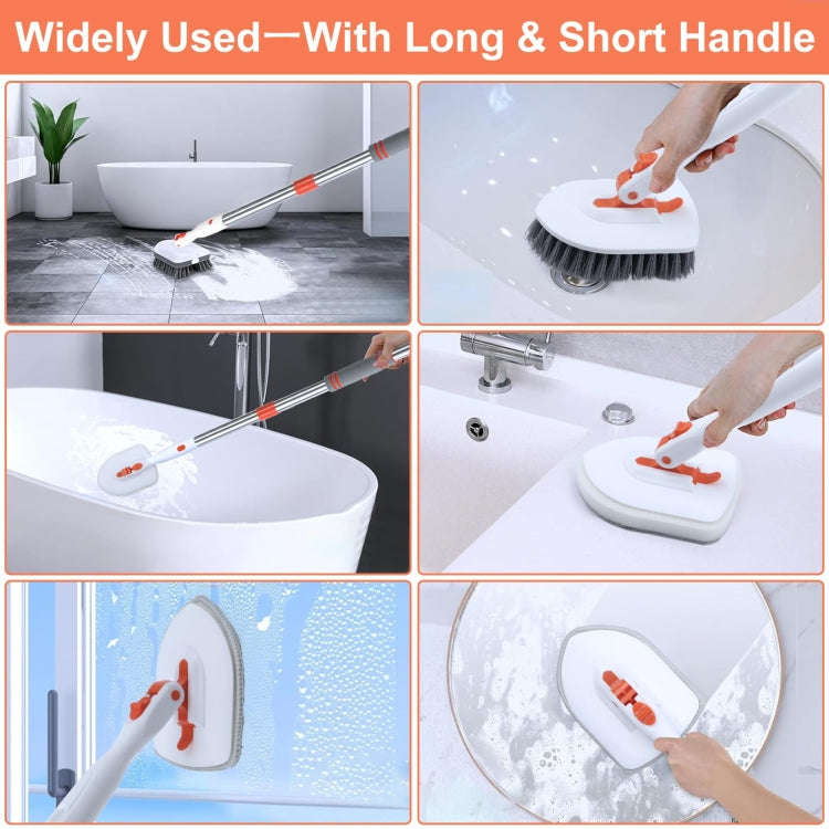 Shower Cleaning Brush With 52 Inch Adjustable Handle Tub Tile Scrubber Brush, Spec: Set 4