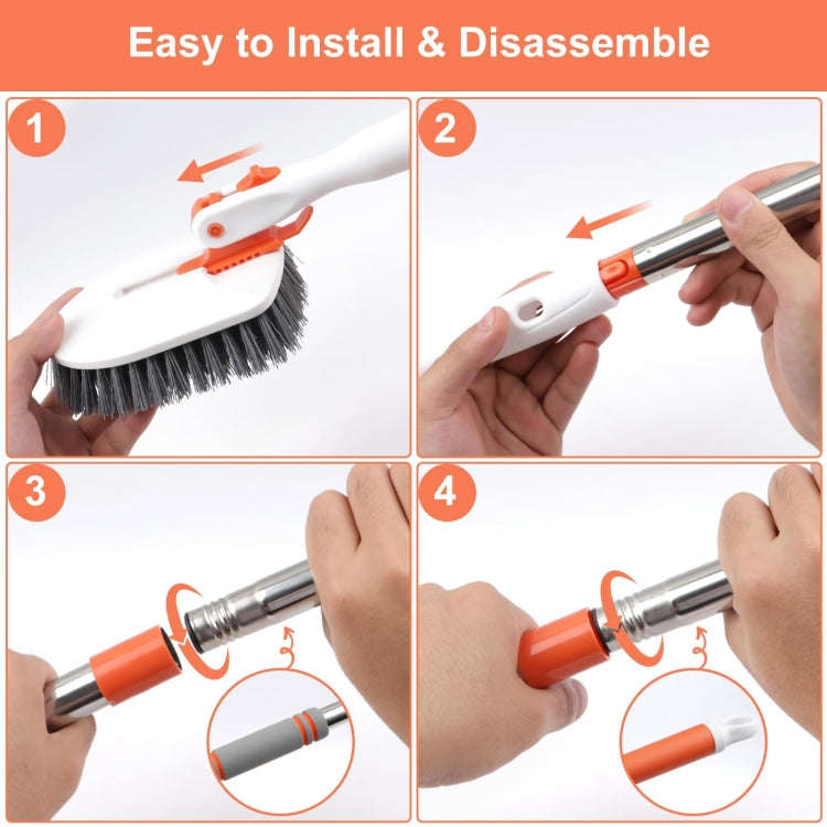 Shower Cleaning Brush With 52 Inch Adjustable Handle Tub Tile Scrubber Brush, Spec: Set 2