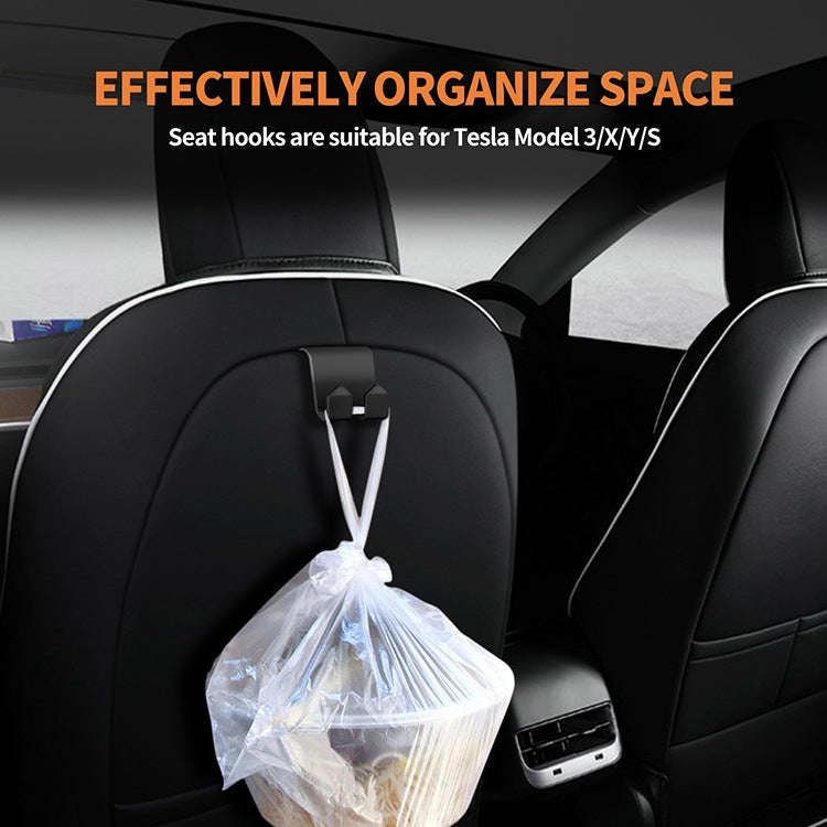 For Tesla Model 3/Y 2pcs Rear Seat Headrest Plastic Hook(Black)