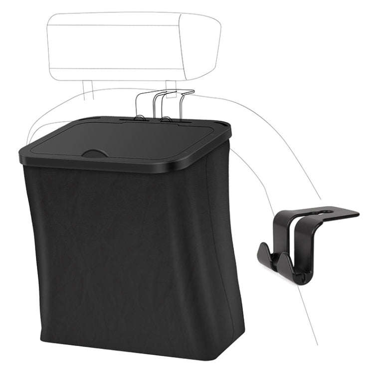 Car Rear Seat Foldable Large Capacity Hanging Waterproof Trash Can(Black)