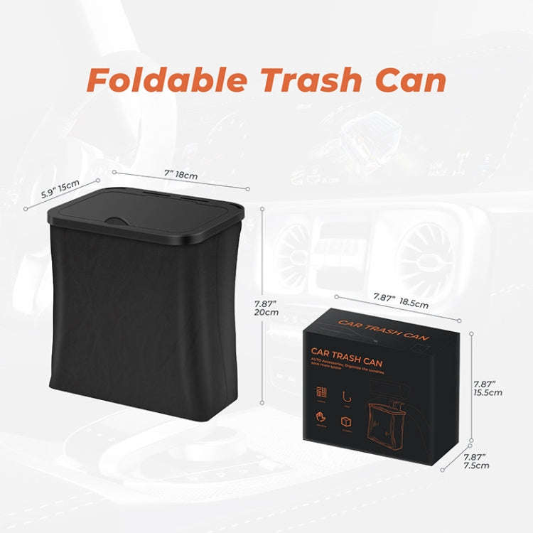 Car Rear Seat Foldable Large Capacity Hanging Waterproof Trash Can(Black)