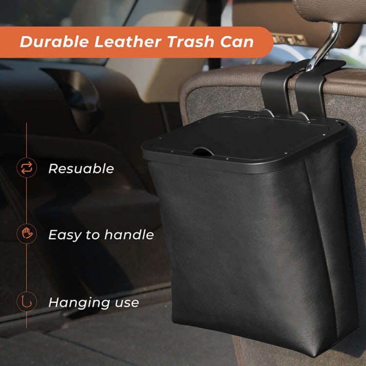 Car Rear Seat Foldable Large Capacity Hanging Waterproof Trash Can(Black)