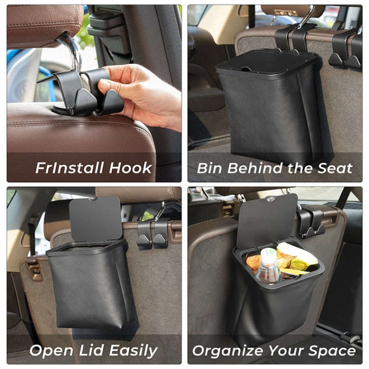 Car Rear Seat Foldable Large Capacity Hanging Waterproof Trash Can(Black)