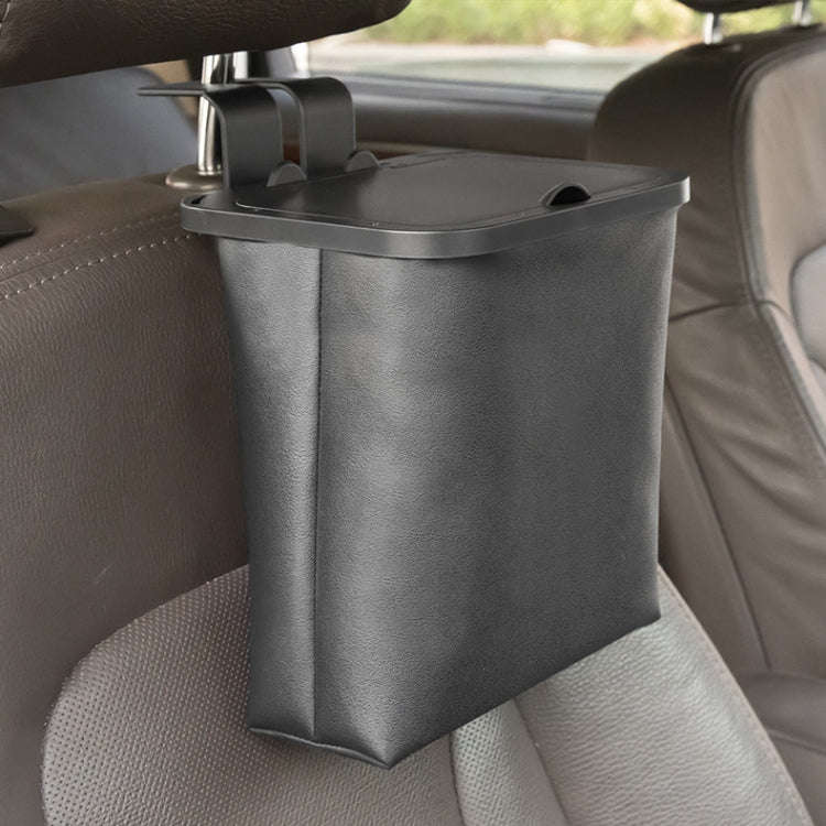 Car Rear Seat Foldable Large Capacity Hanging Waterproof Trash Can(Black)