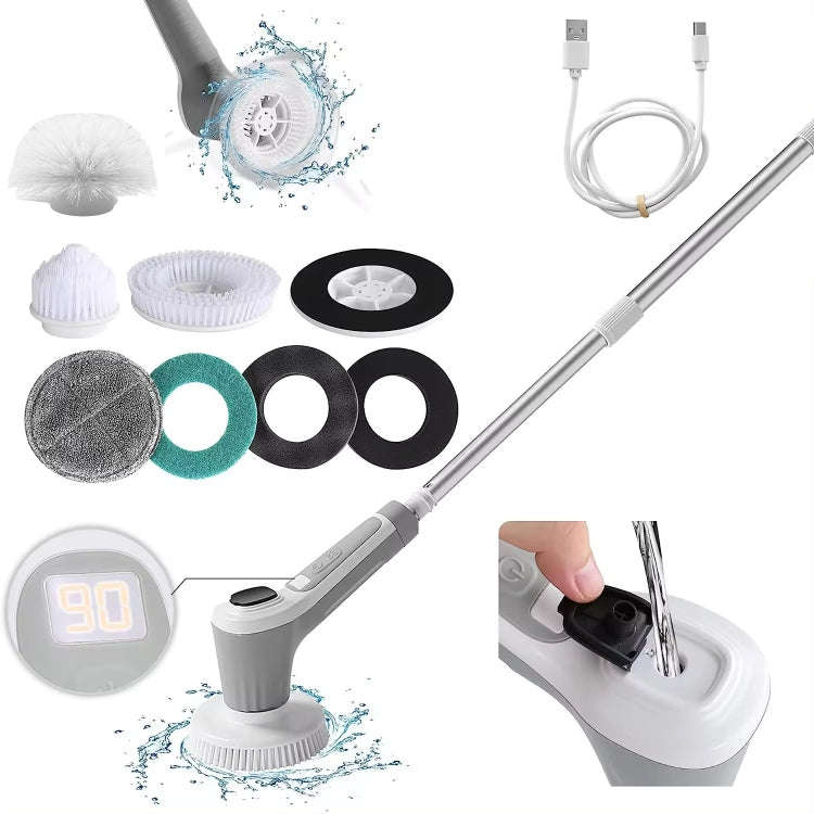 7 In 1 Automatic Water Spray Electric Spin Scrubber 53 Inch Cordless Rechargeable Cleaning Brush