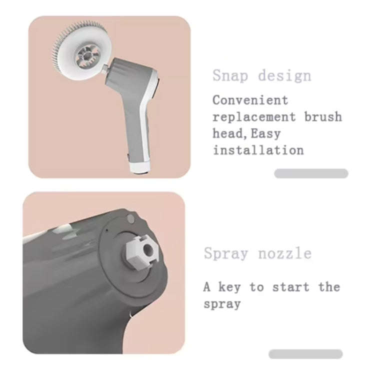 7 In 1 Automatic Water Spray Electric Spin Scrubber 53 Inch Cordless Rechargeable Cleaning Brush
