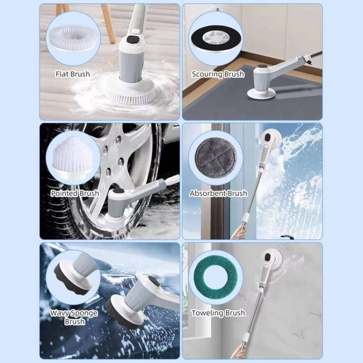 7 In 1 Automatic Water Spray Electric Spin Scrubber 53 Inch Cordless Rechargeable Cleaning Brush