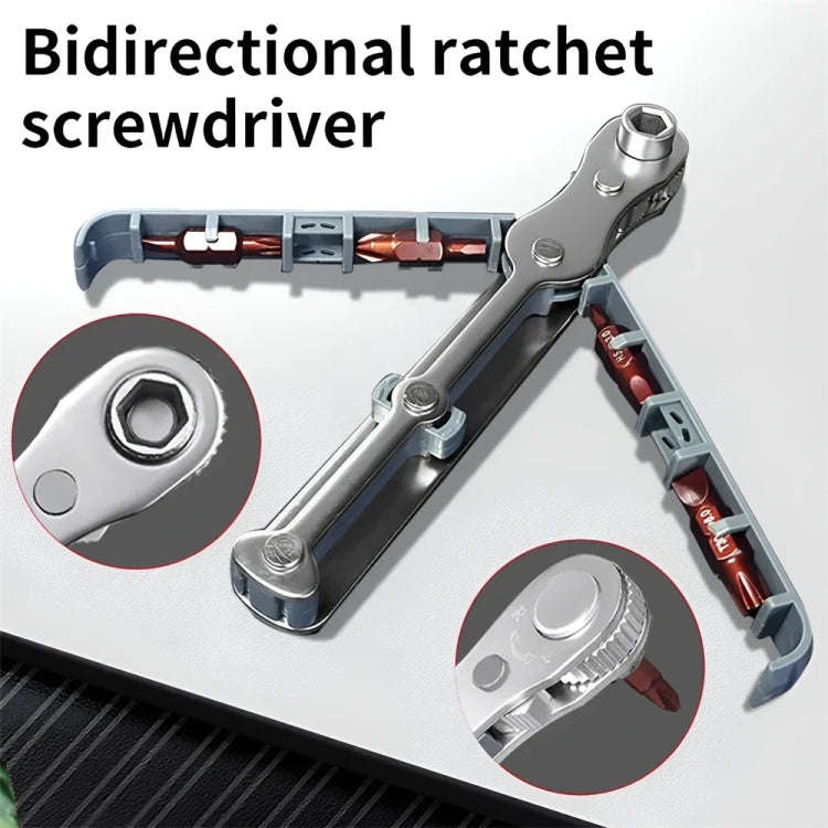 36-Tooth Bi-Directional Ratcheting Screwdriver Set With 4 Double-Ended Bits(Gray)