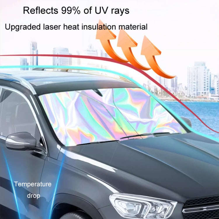 136x65cm Car Front Windshield Sunshade Colorful Laser Heat Insulation Sunscreen Sunshade Umbrella