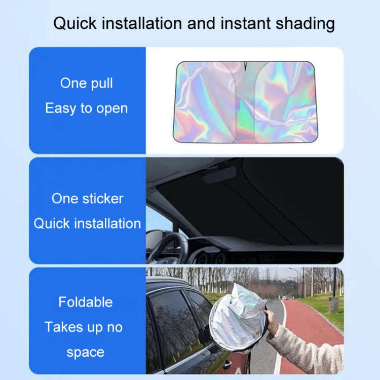 142x80cm Car Front Windshield Sunshade Colorful Laser Heat Insulation Sunscreen Sunshade Umbrella