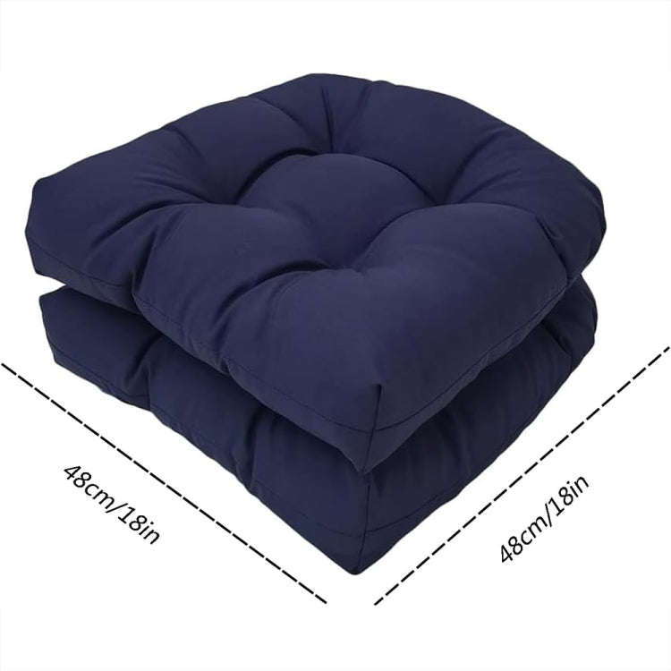 1pair 48 x 48cm Garden Patio Rattan Chair Waterproof Cushion Thick Soft Sofa Cushion(Navy Blue)