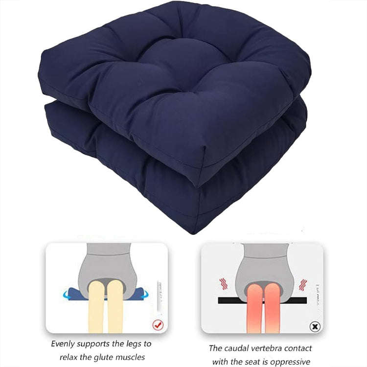 1pair 48 x 48cm Garden Patio Rattan Chair Waterproof Cushion Thick Soft Sofa Cushion(Navy Blue)