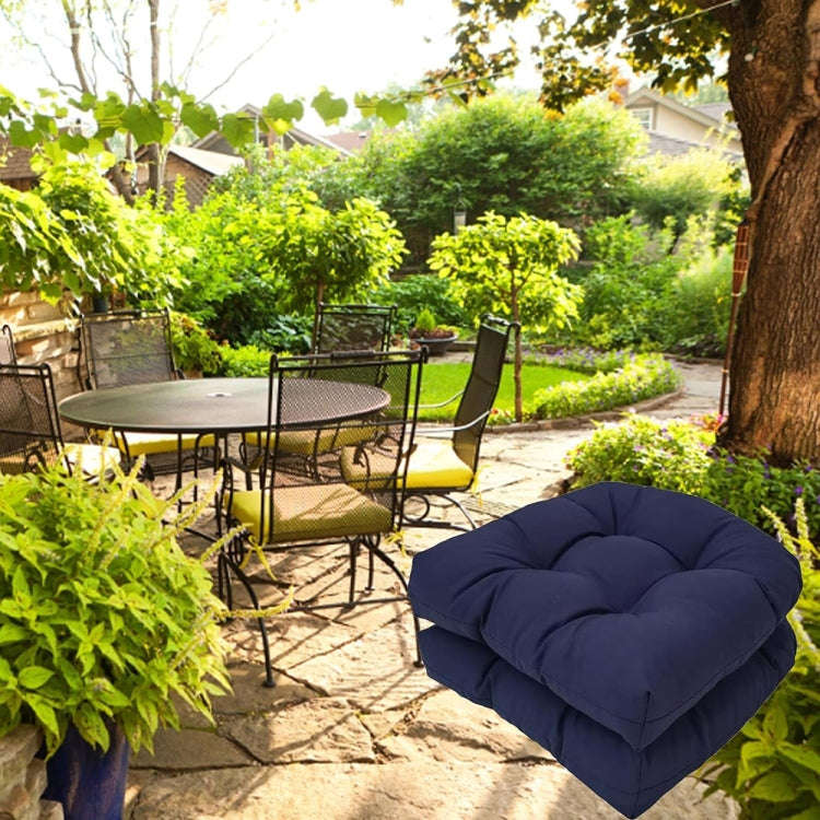 1pair 48 x 48cm Garden Patio Rattan Chair Waterproof Cushion Thick Soft Sofa Cushion(Navy Blue)