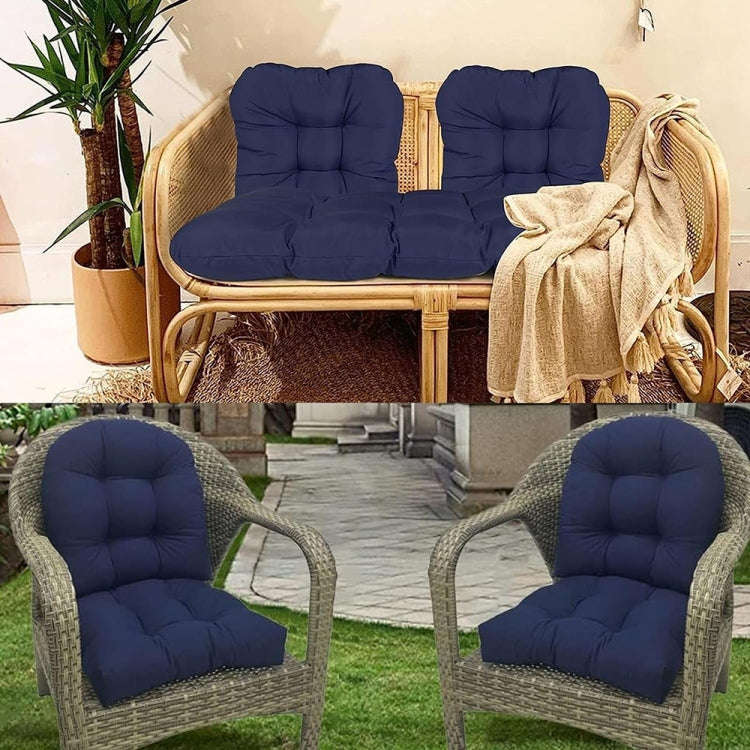 1pair 48 x 48cm Garden Patio Rattan Chair Waterproof Cushion Thick Soft Sofa Cushion(Navy Blue)