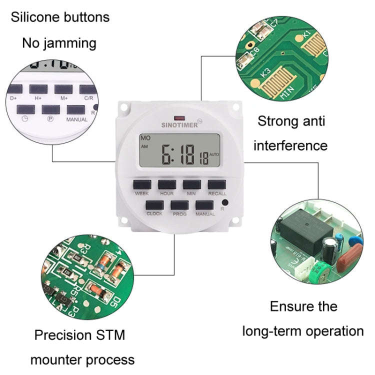 SINOTIMER Programmable Timer Switch Time Controller, Model: TM618H-1 110V