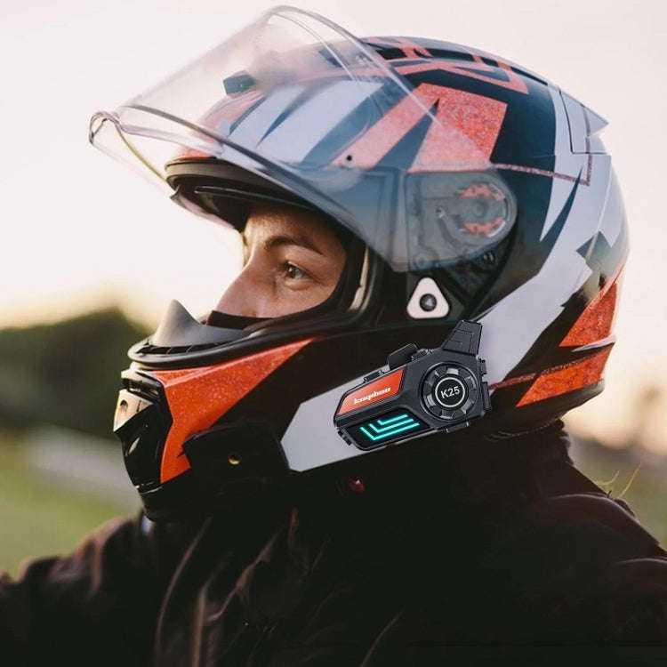 KUQIBAO Motorcycle Helmet Waterproof Bluetooth-compatible Headset With Light(Hard Microphone)