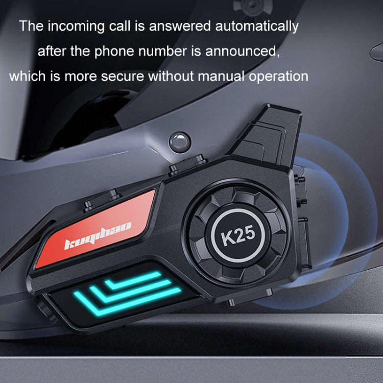 KUQIBAO Motorcycle Helmet Waterproof Bluetooth-compatible Headset With Light(Hard Microphone)